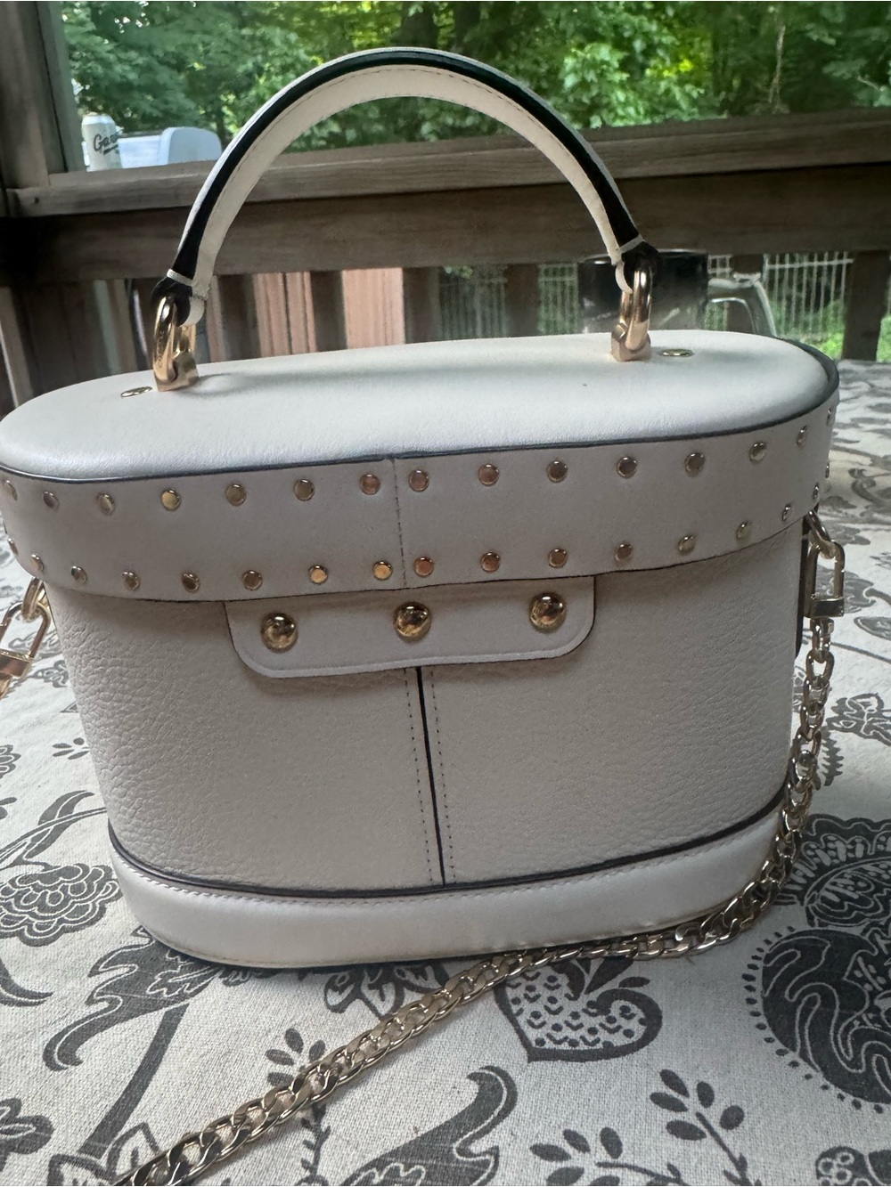 Coach Georgie Gem White Leather Top-Handle Bag with Gold Accent - Picture 4 of 8